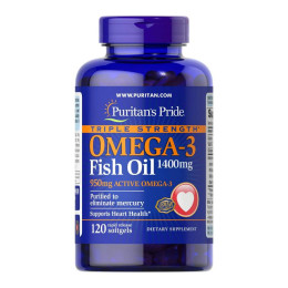 Triple Strength Omega-3 Fish Oil 1400 mg (950 mg Active Omega-3) - 120 softgels Puritans Pride