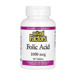 Folic Acid 1mg - 90 tabs Natural Factors