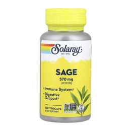 Organically Grown Sage Leaf 570mg - 100 vcaps Solaray