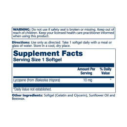 Lycopene 10mg - 60 vcaps Solaray