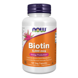 BIOTIN 5000mcg - 120 vcaps (Пошкоджена кришка) Now Foods