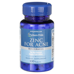 Zinc for Acne, 100 Coated Tablets Puritan's Pride