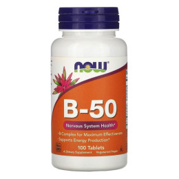 Вітаміни В-50 комплекс, Vitamin B-50, Now Foods, 100 таблеток