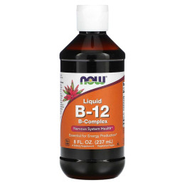 Витамин В12, Liquid B-12, Now Foods, B-комплекс, жидкий, 237 мл