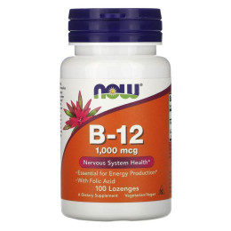 Вітамін В12 та фолієва кислота, B-12 With Folic Acid, Now Foods, 1000 мкг, 100 цукерок