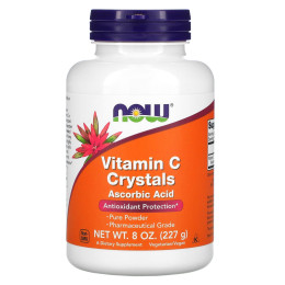 Вітамін С, Vitamin C, Now Foods, кристали, 227 г