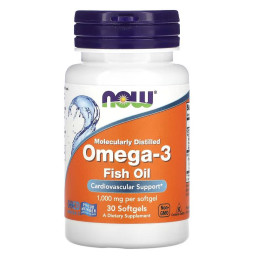 Омега-3 риб'ячий жир, Omega-3 риб'ячий жир, Now Foods, 1000 мг, 30 м'яких капсул (1000 мг в одній м'якій капсулі)