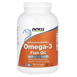 Омега-3 рыбий жир, Omega-3 Fish Oil, Now Foods, 2000 мг, 500 рыбных капсул (1000 мг на капсулу)
