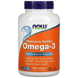 Омега-3 рыбий жир, Omega-3 Fish Oil, Now Foods, 2000 мг, 200 рыбных капсул (1000 мг на капсулу)