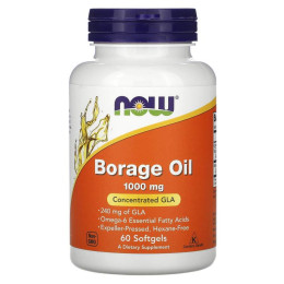 Масло огуречника (Borage Oil), Now Foods, концентрация ГЛК, 1000 мг, 60 гелевых капсул