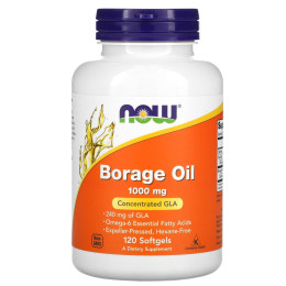 Масло огуречника (Borage Oil), Now Foods, концентрация ГЛК, 1000 мг, 120 гелевых капсул