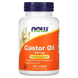 Касторове масло, Castor Oil, NOW Foods, 650 мг, 120 гелевих капсул