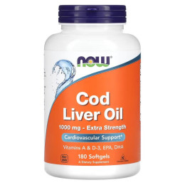 Риб'ячий жир з печінки тріски, Cod Liver Oil, Now Foods, 1000 мг, 180 гелевих капсул