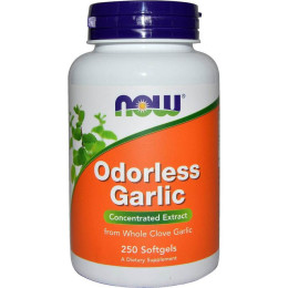 Чеснок, концентрированный экстракт, Odorless Garlic, Now Foods, 50 мг, 250 гелевых капсул (25 мг в одной капсуле)
