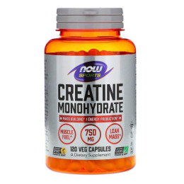 Креатин моногідрат, Creatine Monohydrate, Now Foods, Sports, 750 мг, 120 вегетаріанських капсул