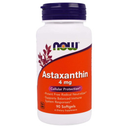 Астаксантин, Astaxanthin, Now Foods, 4 мг, 90 гелевих капсул