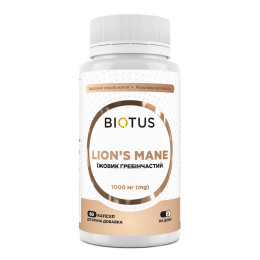 Їжовик гребінчастий, Lion's Mane, Biotus, 1000 мг, 60 капсул