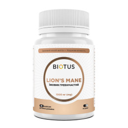 Ежовик гребенчатый, Lion's Mane, Biotus, 1000 мг, 30 капсул
