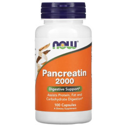 Панкреатин, Pancreatin 2000, Now Foods, 200 мг, 100 капсул