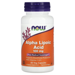 Альфа-липоевая кислота, Alpha Lipoic Acid, Now Foods, 100 мг, 60 капcул