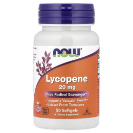 Лікопін (Lycopene), Now Foods, 20 мг, 50 гелевих капсул