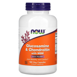 Глюкозамін та хондроїтин з MСM, Glucosamine & Chondroitin with MSM, NOW Foods, 180 рослинних капсул