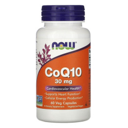 Коэнзим Q10, CoQ10, Now Foods, 30 мг, 60 вегетарианских капсул