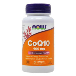Коензим Q10, CoQ10, Now Foods, з вітаміном Е та лецитином, 400 мг, 30 гелевих капсул
