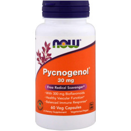 Пікногенол, Pycnogenol, Now Foods, 30 мг, 60 вегетаріанських капсул.