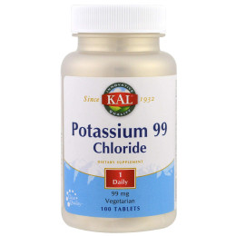 Калий хлорид, Potassium Chloride, KAL, 99 мг, 100 таблеток