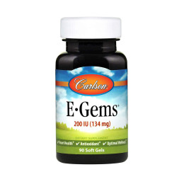 Вітамін Е, E-Gems Natural Vitamin E, Carlson, 134 мг (200 МО), 90 гелевих капсул