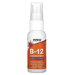 Вітамін В12, Vitamin B-12, Now Foods, ліпосомальний спрей, 1000 мкг, 59 мл.