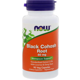 Корень клопогона кистевидного с лакрицей и дягилем, Black Cohosh Root, Now Foods, 80 мг, 90 вегетарианских капсул