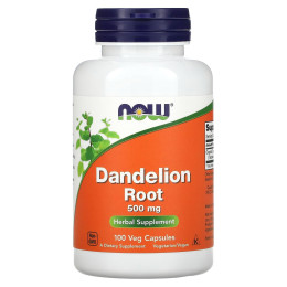 Корінь кульбаби, Dandelion Root, Now Foods, 500 мг, 100 вегетаріанських капсул