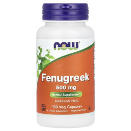 Пажитник, Fenugreek, NOW Foods, 500 мг, 100 вегетарианскских капсул