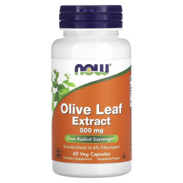 Листья оливы экстракт, Olive Leaf, Now Foods, 500 мг, 60 капсул