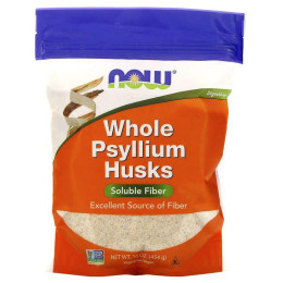 Подорожник, Whole Psyllium Husks, Now Foods, ціла лушпайка, 454 г
