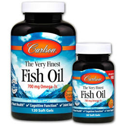 Риб'ячий жир, Fish Oil, Carlson, апельсин, вищої якості, 120+30 гелевих капсул