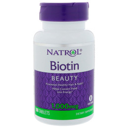 Биотин, Biotin, Natrol, быстрорастворимые, 1000 мкг, 100 таблеток