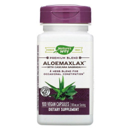 Каскара саграда з алое, AloeMaxLax, Nature's Way, 360 мг, 100 веганських капсул