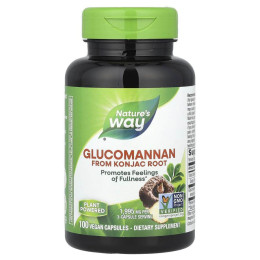 Глюкоманнан коньяку, Glucomannan від Konjac RootGlucomannan Konjac, Nature's Way, 1995 мг, 100 веганських капсул (665 мг на капсулу)