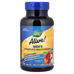 Мультивітаміни для чоловіків, Alive!® Men's Complete Multivitamin, Nature's Way, повний комплекс, 130 таблеток