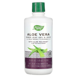 Алое вера, Aloe Vera, Nature's Way, гель і сік внутрішнього листя з алое, дика ягода, 1 літр