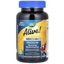 Мультивитамины для мужчин 50 +, Alive! Men's Multi-Vitamin Multi-Mineral, Nature's Way,  апельсин, виноград и вишня, 75 жевательных конфет