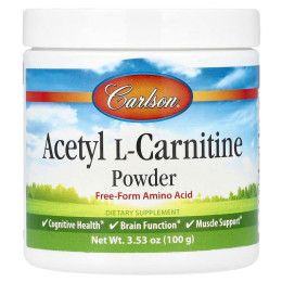 Ацетил карнітин, Acetyl-L-Carnitine, Carlson, порошок амінокислоти, 100 г