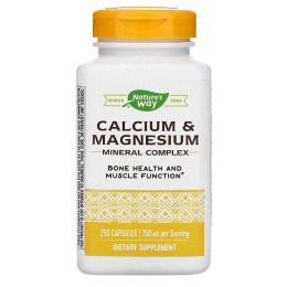 Кальцій та магній, Calcium & Magnesium, Nature's Way, мінеральний комплекс, 750 мг, 250 капсул (250 мг у капсулі)