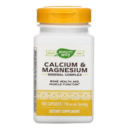 Кальцій та магній, Calcium & Magnesium Mineral Complex, Nature's Way, 750 мг, 100 капсул (250 мг у капсулі)