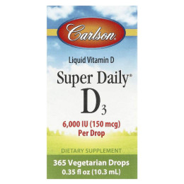 Вітамін D3, Super Daily® D3, Carlson, 150 мкг (6000 МО), 10.3 мл