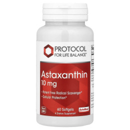 Астаксантин, Astaxanthin, Protocol for Life Balance, 10 мг, 60 гелевых капсул