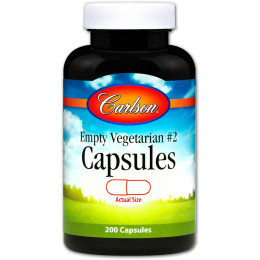 Порожні рослинні капсули №2, Empty Vegetarian #2 Capsules, Carlson, 200 шт.